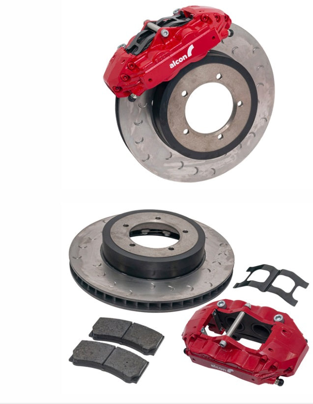 Alcon 4 Piston Front Disc Caliper Kit - Defender 16" Wheels - Red