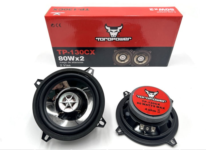 Set of Two Speakers - 5"/130mm - 80W Max - 50W RMS - Universal - TORO POWER