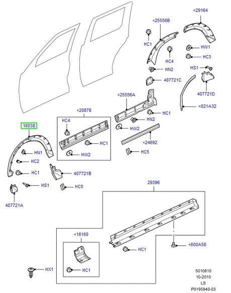 Wheel arch Moulding LH Front