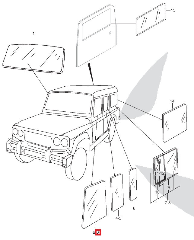 Door Glass - Front Right - SANTANA
