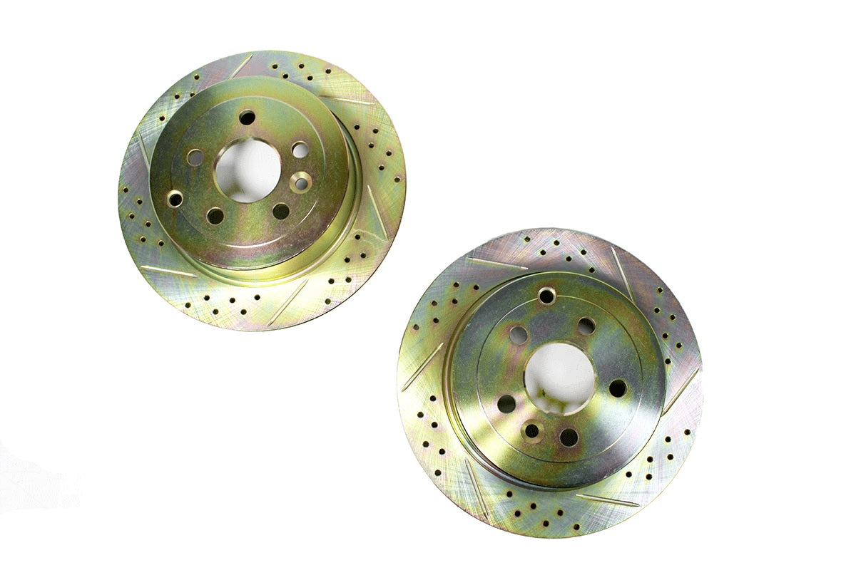 Solid Slotted And Drilled Rear Discs - Pair