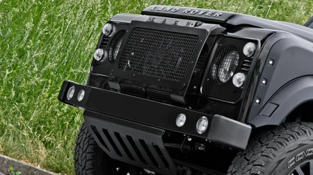 Land rover defender front bumper - replacement bumper incorporating 2 x tron ring lights and 2 x fog lights.