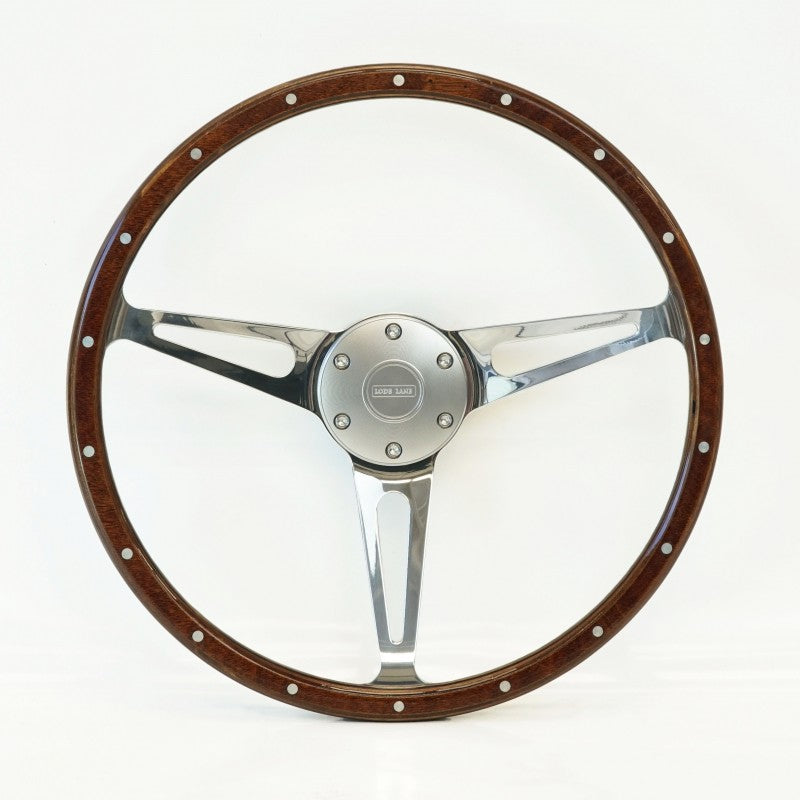 EVANDER WOOD RIM STEERING WHEEL - 36 splines 15" - Spln and Boss Silver