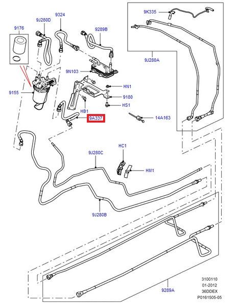 Fuel Feed Pipe - Pipe to Filter