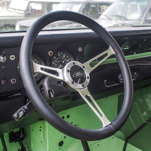 Napa Leather Steering Wheel - Gray Spokes - Linares Model - Defender - with 48 Spline Pineapple