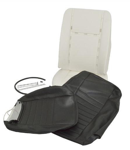 Front Seat Foam + Upholstery Kit - Driver or Passenger - Black - For 1 Seat - Black Vinyl - ALLMAKES