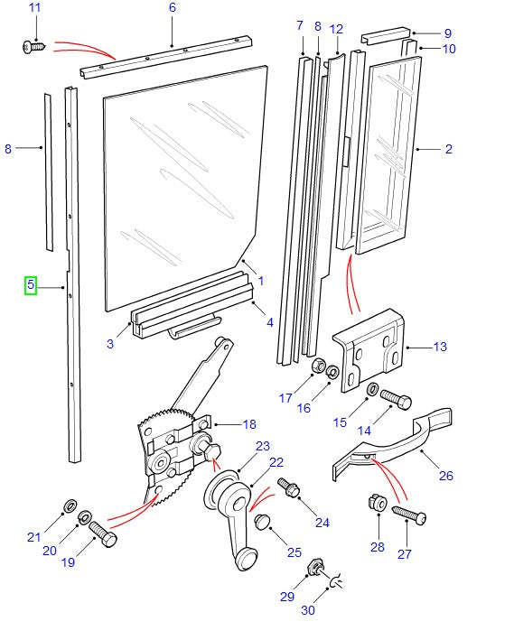 Channel Rear Door Glass Vert