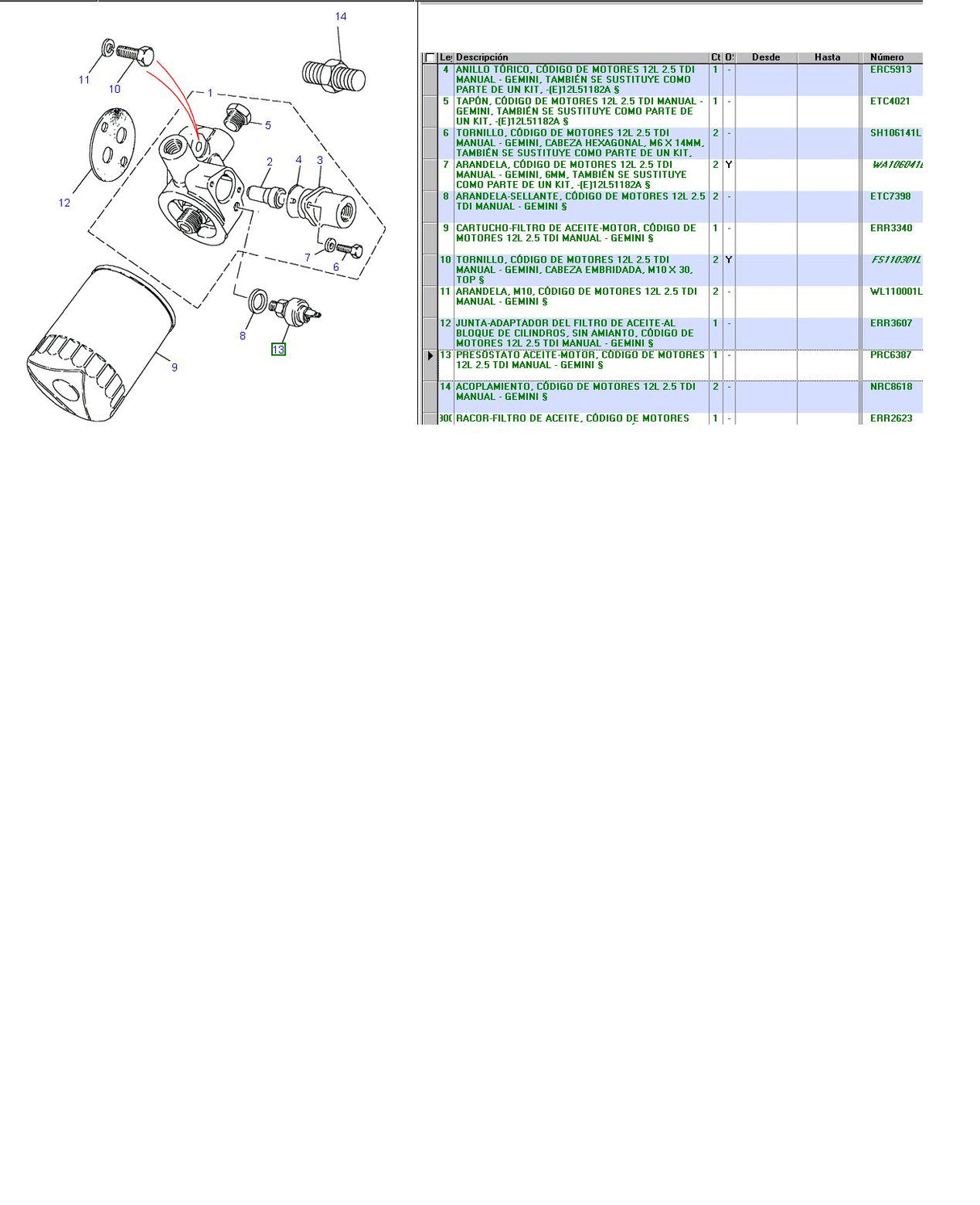 Switch oil pressure