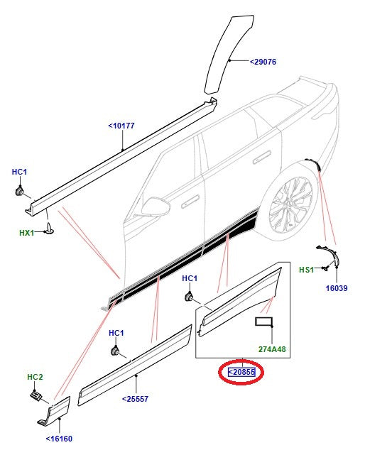 Black Molding - Read Right Door - GENUINE LAND ROVER