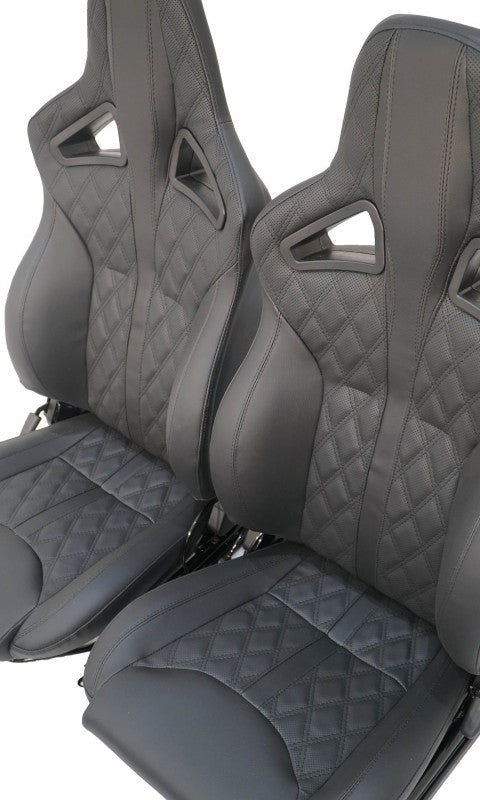 Elite Sports Seat - Diamond Black - with Heating and Black Stitching - Pair