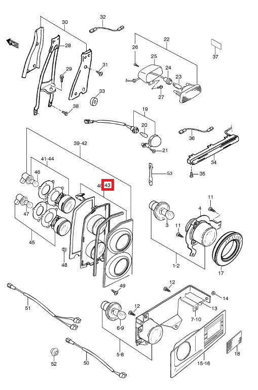 Bezel Assembly - Right Rear Light - SANTANA