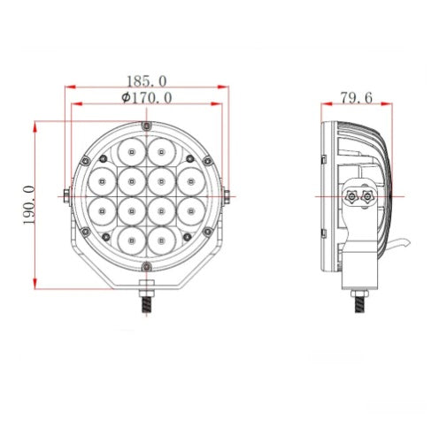 AG118372W - Driving Lamp With Built-in Deutsch DT04-2P Connector - LED - AGPARTS