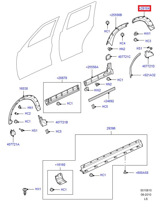 Fender Molding - Rear Left