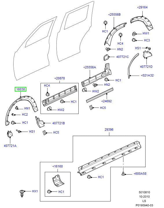 Wheel arch Moulding RH Front