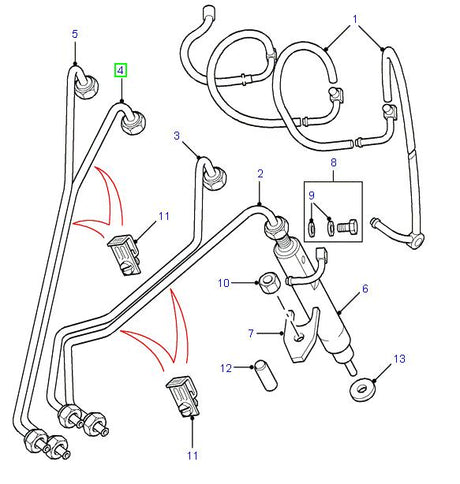 Fuel injection pipe no 3 defender 200tdi