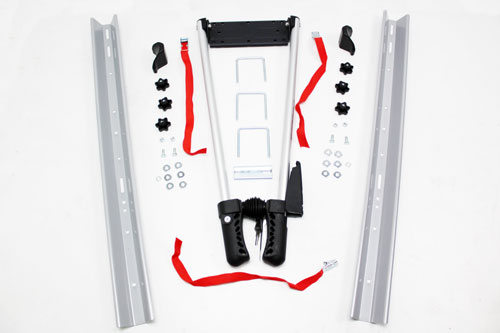 Roof cross bar mounted single bike carrier
