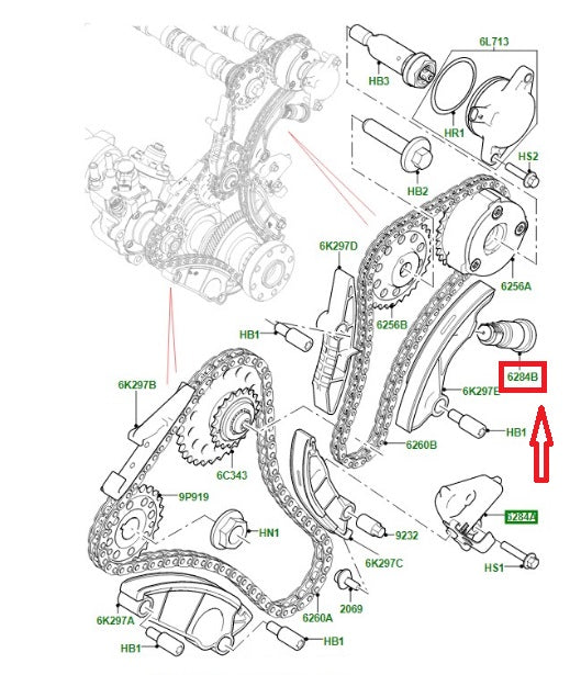 Timing Chain Tensioner - Secondary - ORIGINAL LAND ROVER