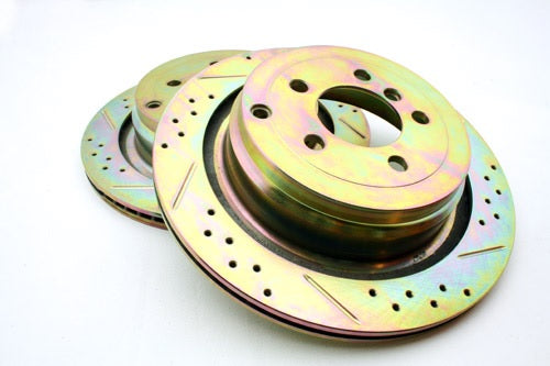 Ventilated Rear Brake Discs - Drilled and Slotted - Pair