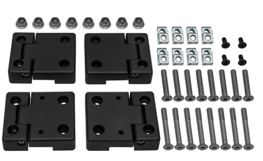 Front Door Hinges Kit - Black Anodized - With Stainless Steel Screws