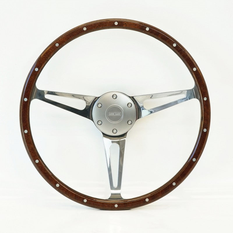 EVANDER WOOD RIM STEERING WHEEL - - 15" - Spln and Boss Silver