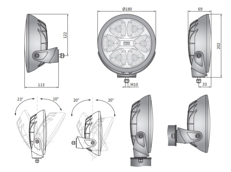 LED driving light CE - ø180mm 12/24V 25cd