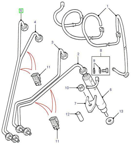 Fuel injection pipe no 4 defender 200tdi