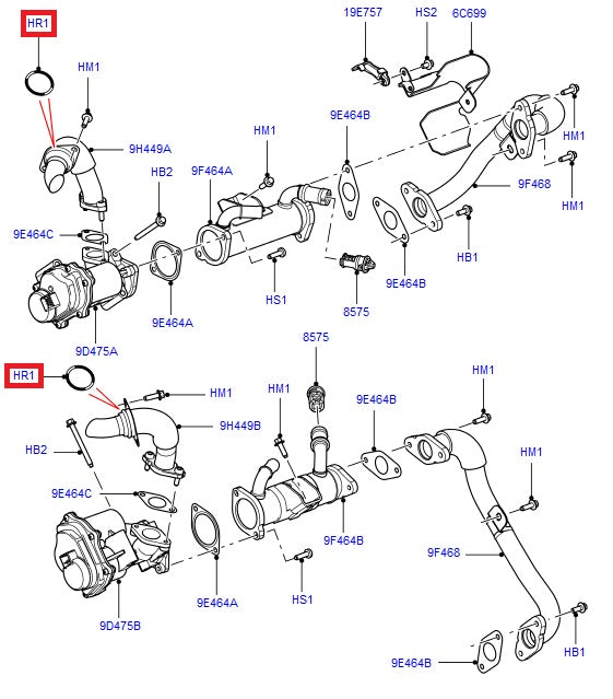 Gas recirculation tube O-ring - Unit