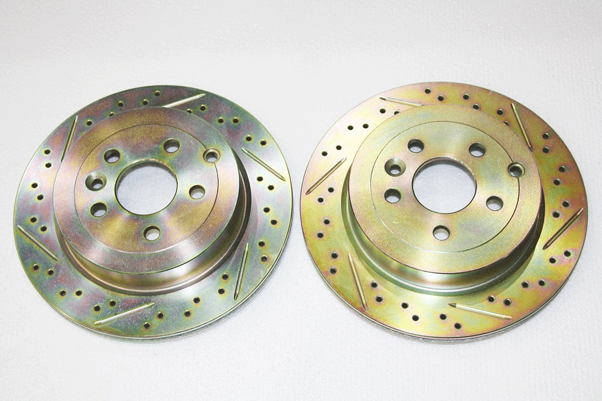 Rear Brake Discs Vented - Drilled And Slotted - Pair - TERRAFIRMA