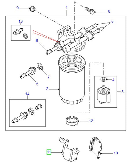 Front shield - fuel filter