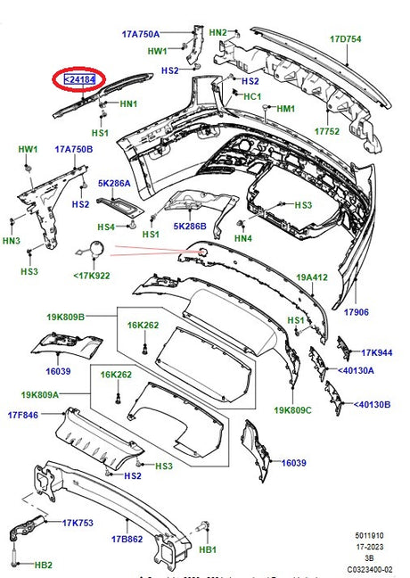 Rear Bumper Molding - Right Side - GENUINE LAND ROVER
