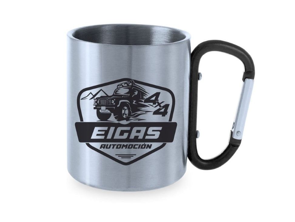 Stainless Steel Mug of 210ml capacity - Carabiner Black handle