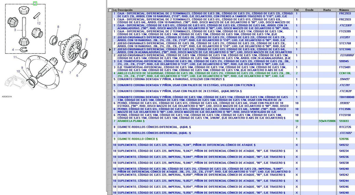 Kit - axle differential gear