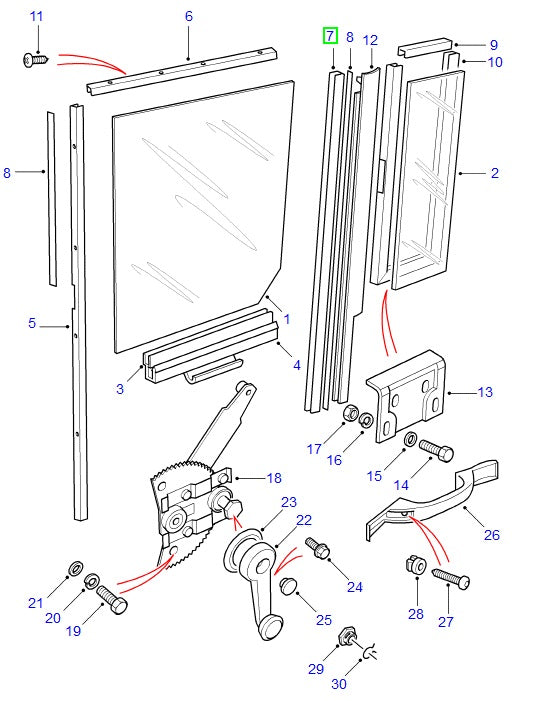 Channel Rear Door Glass Vert