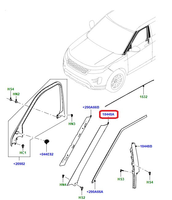 Front Molding - A Pillar - Left Side - External