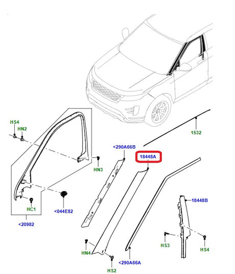 Front Molding - A Pillar - Left Side - External