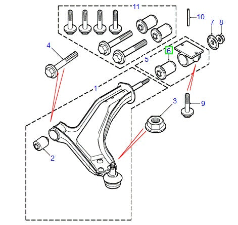Bush lower arm front suspension