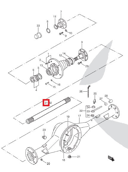 Rear Shaft - Right Side - 24 Spline