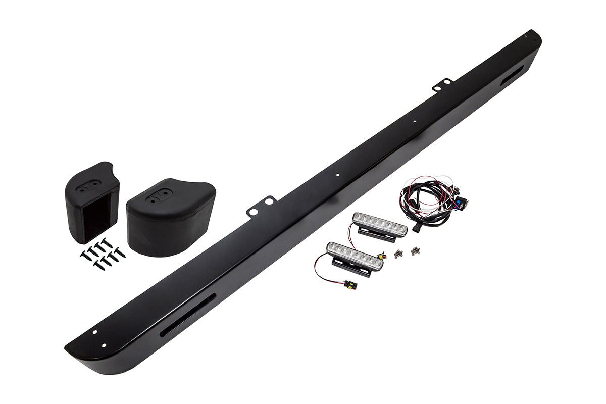 Metallic Front Bumper - Black - with LED DRL and End Caps - ALLMAKES