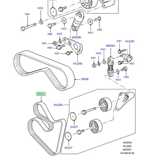 Drive belt - rr l322 - 4.4 v8 aj pet
