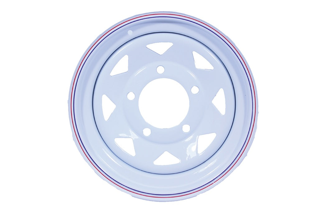 White Steel Wheel 16x7 Offset +8 - 8 Spoke - ALLMAKES