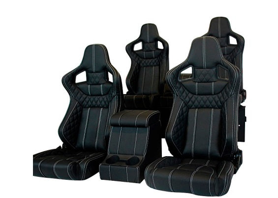 Front and 2nd Row Corbeau Leather Seats with Cubby Box - Suitable for Defender Puma 110 vehicles