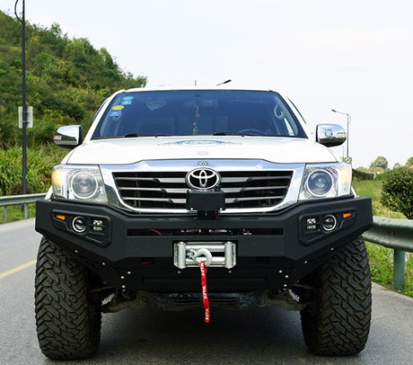 Square Front Bumper With Winch Toyota Hilux - Metallic