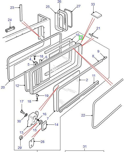 Glass - body side pam - allmakes