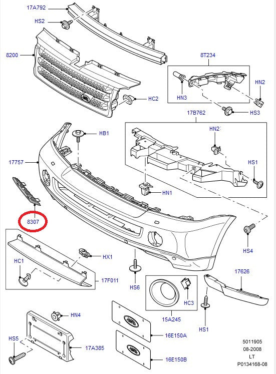 Front Right Grille - GENUINE LAND ROVER