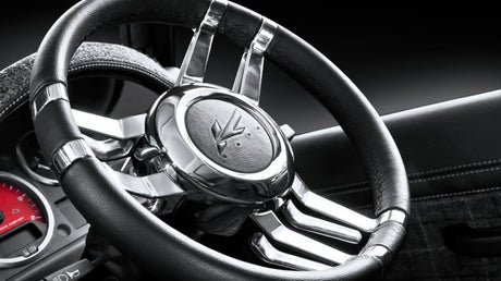 Double 3 Spoke Steering Wheel - Billet Aluminium & Black Leather (Includes Boss Kit)