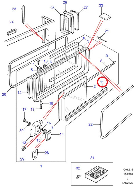 Glass Channel - Right Side Rear Window