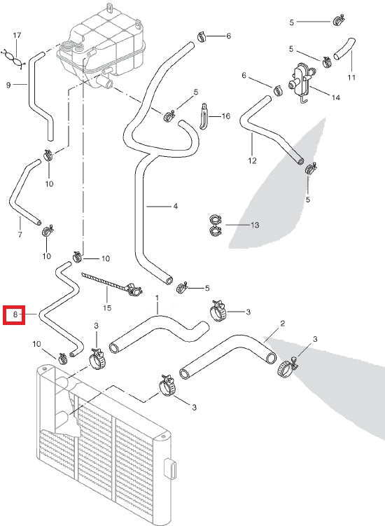 Degasing hose to cylinder head