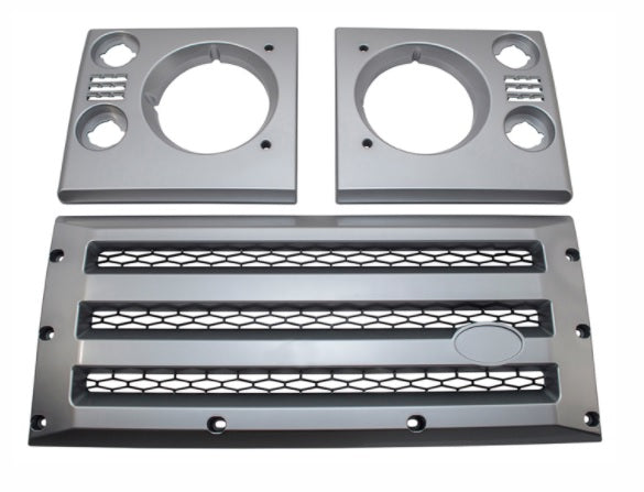 Xs front grill and lamp cover set silver with black mesh