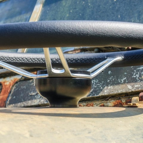 Napa Leather Steering Wheel - Black Spokes - Linares Model - Land Rover Series 3 - with 48 Spline Pineapple - 38cms