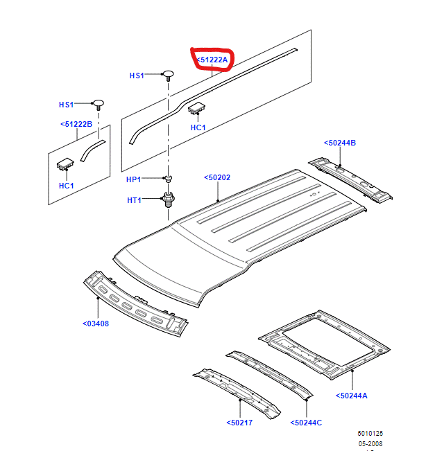Weatherstrip - Roof Panel Left